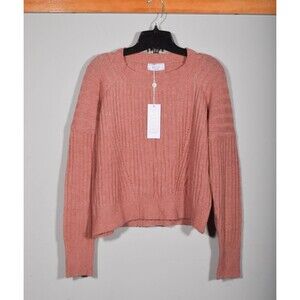 NWT Sage The Label Pink Ribbed Cropped Oversized Pullover Sweater Sz XS